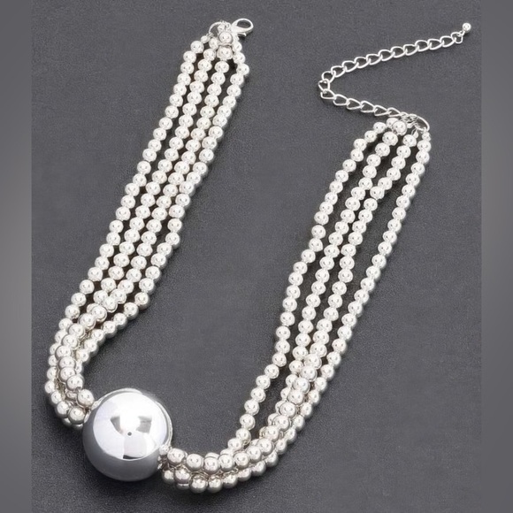 SILVER CCB BEAD NECKLACE - Picture 2 of 2